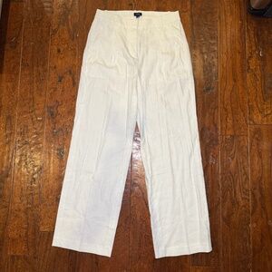 J. Crew White Linen Blend Pants High Rise Wide Leg Size 4